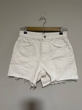 ME+EM White Easy Summer Frayed Denim Shorts Size 23 NWT 4” Inseam